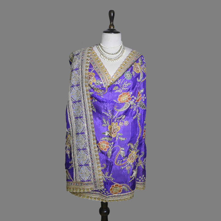 Premium Viscose Organza Position Print Dupatta–Traditional Zari Woven Festive Dupatta-V2353C-B