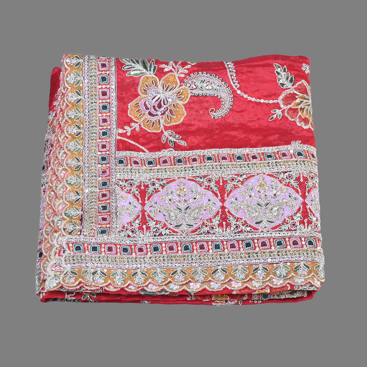 Premium Viscose Organza Position Print Dupatta–Traditional Zari Woven Festive Dupatta-V2353C-C