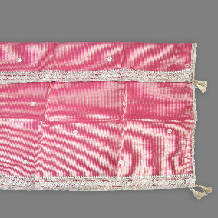 Premium Organza Zari Stripe Foil Sequin Dupatta – Elegant Festive Embroidered Designer Dupatta-F94248-1