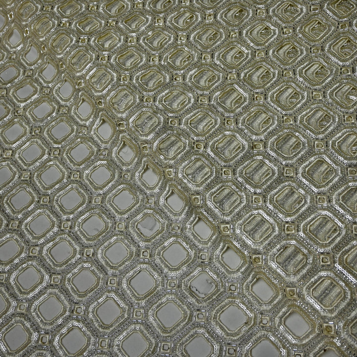 Net Cut Work With Cut Dana Sequins Embroidery Fabric