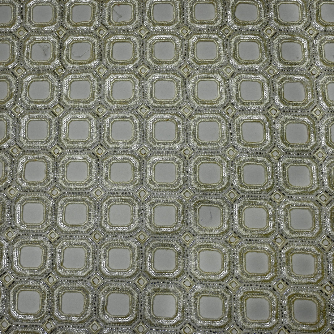 Net Cut Work With Cut Dana Sequins Embroidery Fabric