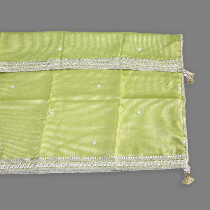 Premium Organza Zari Stripe Foil Sequin Dupatta – Elegant Festive Embroidered Designer Dupatta-F94248-2