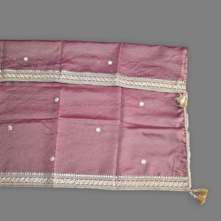 Premium Organza Zari Stripe Foil Sequin Dupatta – Elegant Festive Embroidered Designer Dupatta-F94248-3