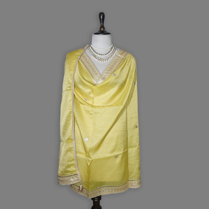 Premium Organza Zari Stripe Foil Sequin Dupatta – Elegant Festive Embroidered Designer Dupatta-F94248-4