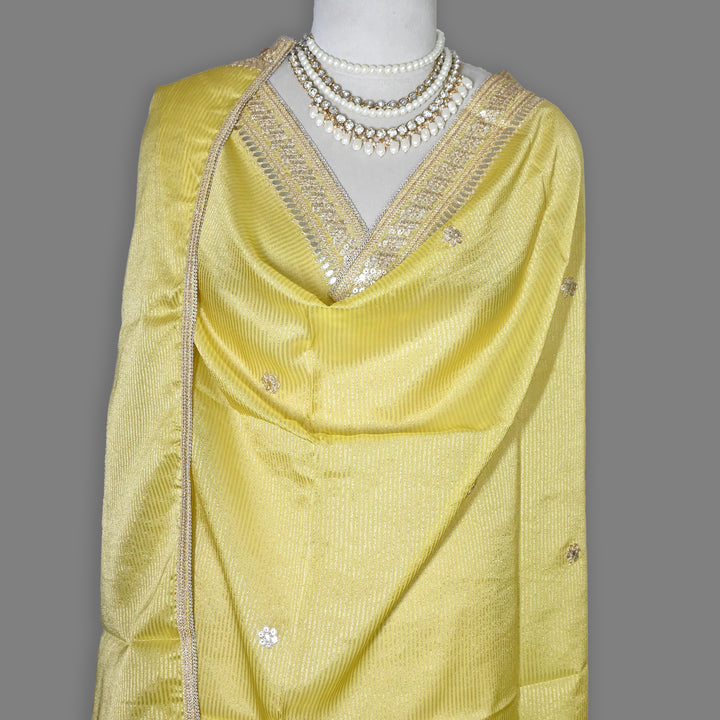 Premium Organza Zari Stripe Foil Sequin Dupatta – Elegant Festive Embroidered Designer Dupatta-F94248-4