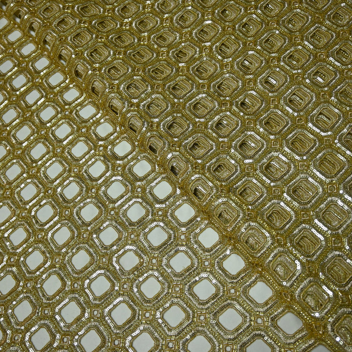Net Cut Work With Cut Dana Sequins Embroidery Fabric
