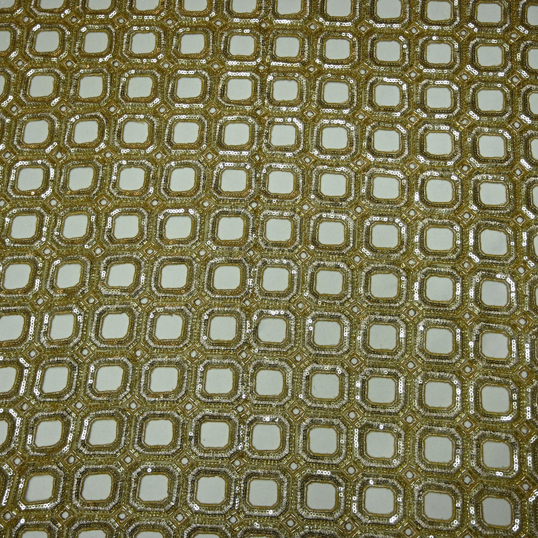 Net Cut Work With Cut Dana Sequins Embroidery Fabric