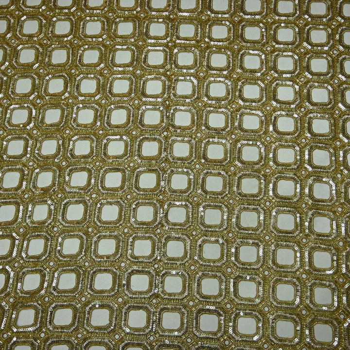 Net Cut Work With Cut Dana Sequins Embroidery Fabric