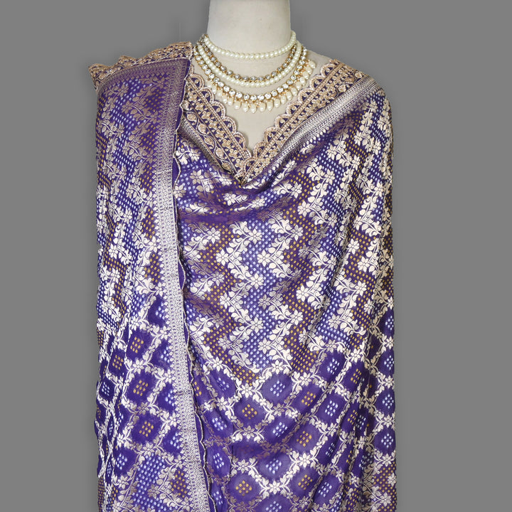 Premium Georgette Bandhani Zari Jacquard Dupatta – Designer Festive Ethnic Dupatta for Women-BF6181-1