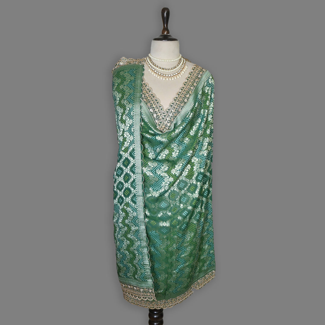 Premium Georgette Bandhani Zari Jacquard Dupatta – Designer Festive Ethnic Dupatta for Women-BF6181-2