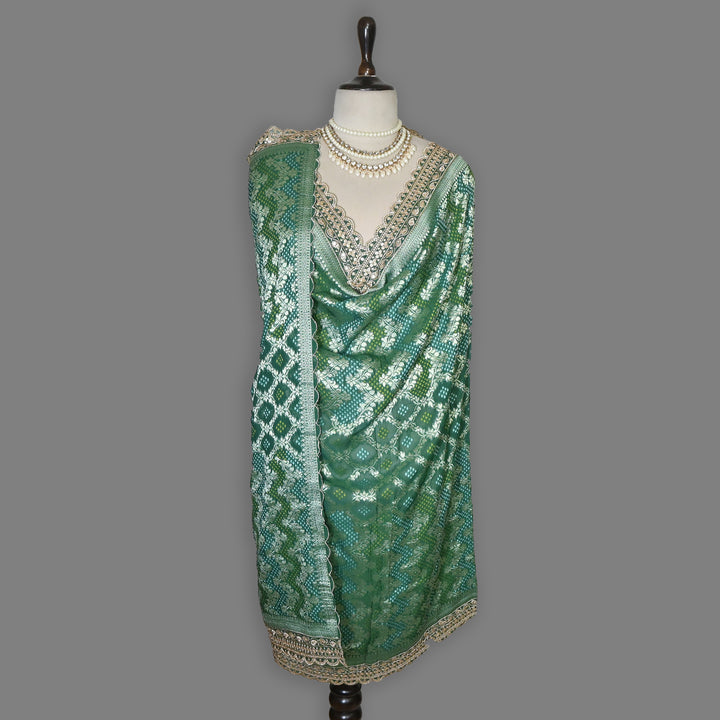 Premium Georgette Bandhani Zari Jacquard Dupatta – Designer Festive Ethnic Dupatta for Women-BF6181-2