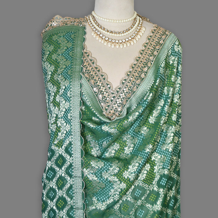 Premium Georgette Bandhani Zari Jacquard Dupatta – Designer Festive Ethnic Dupatta for Women-BF6181-2