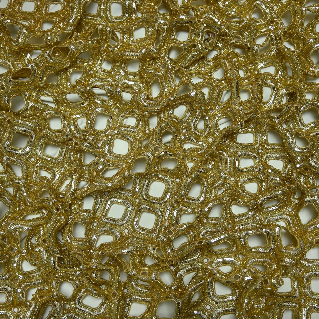 Net Cut Work With Cut Dana Sequins Embroidery Fabric