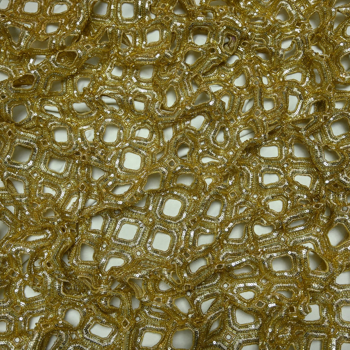 Net Cut Work With Cut Dana Sequins Embroidery Fabric