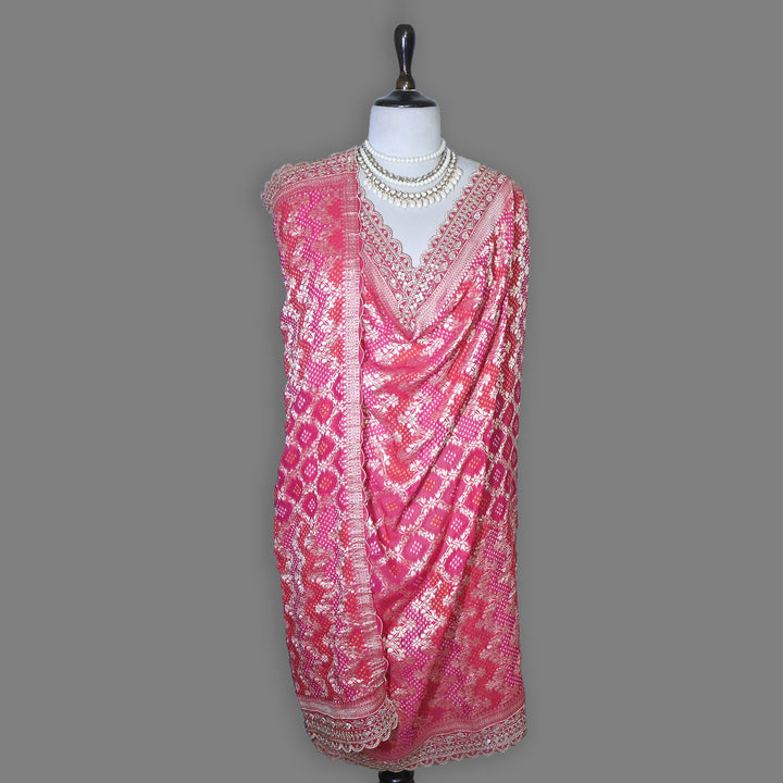 Premium Georgette Bandhani Zari Jacquard Dupatta – Designer Festive Ethnic Dupatta for Women-BF6181-3