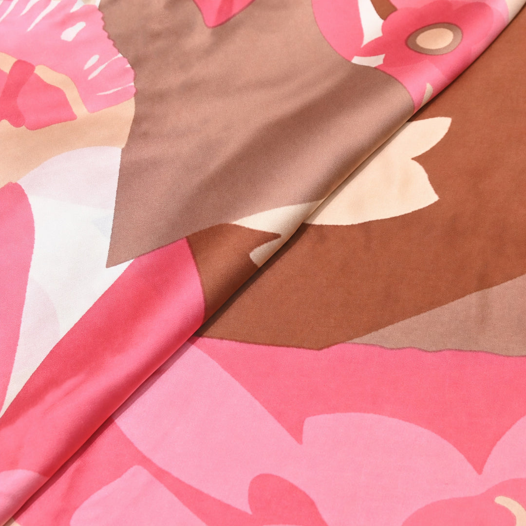 Elegant Modal Satin Digital Print Fabric 4 – Soft Luxury Designer Fabric - 001416-K13