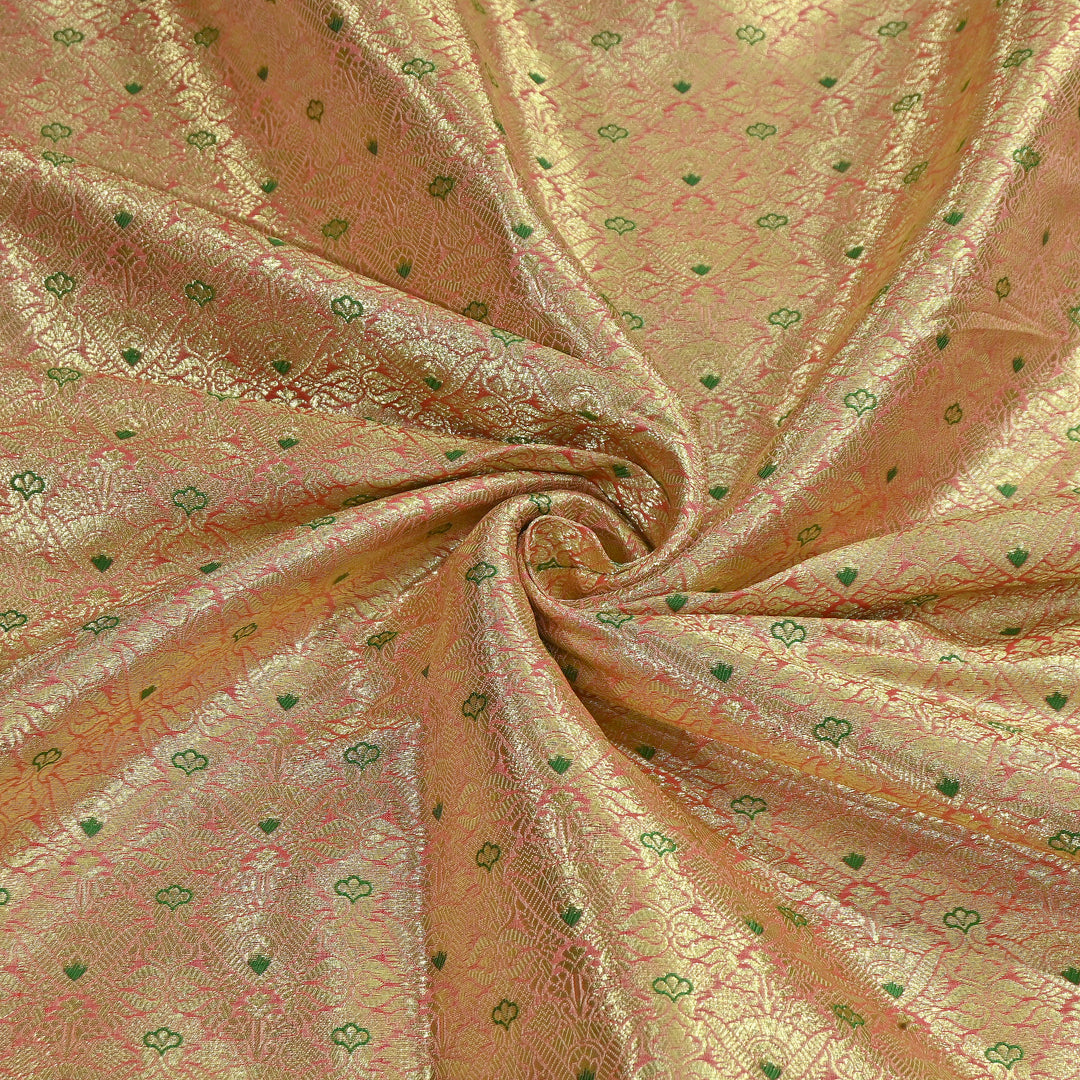 Premium Katan Silk Zari Mina Brocade Fabric | AAR335-02