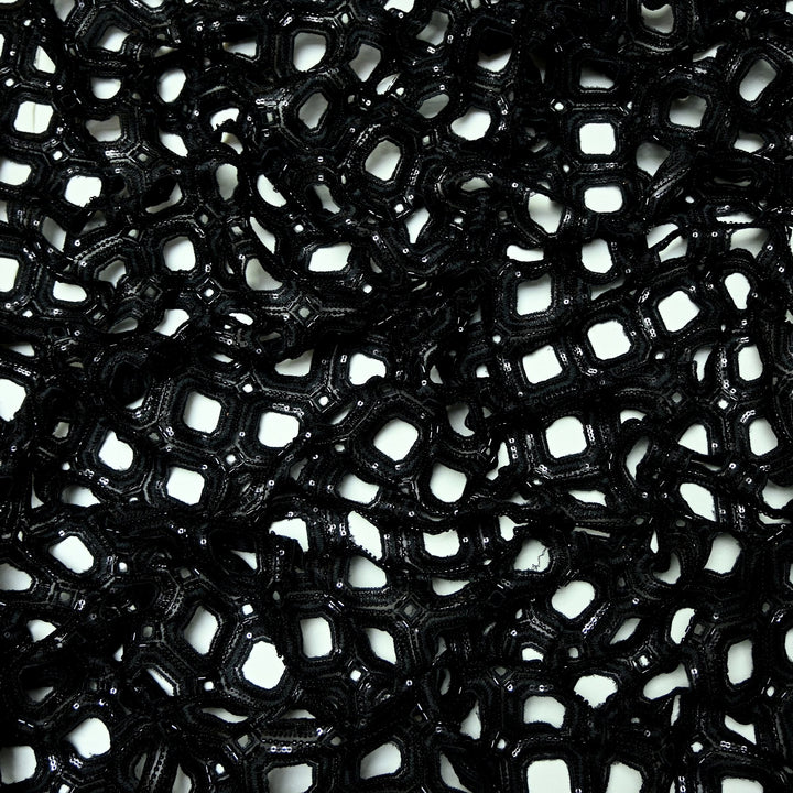 Net Cut Work With Cut Dana Sequins Embroidery Fabric