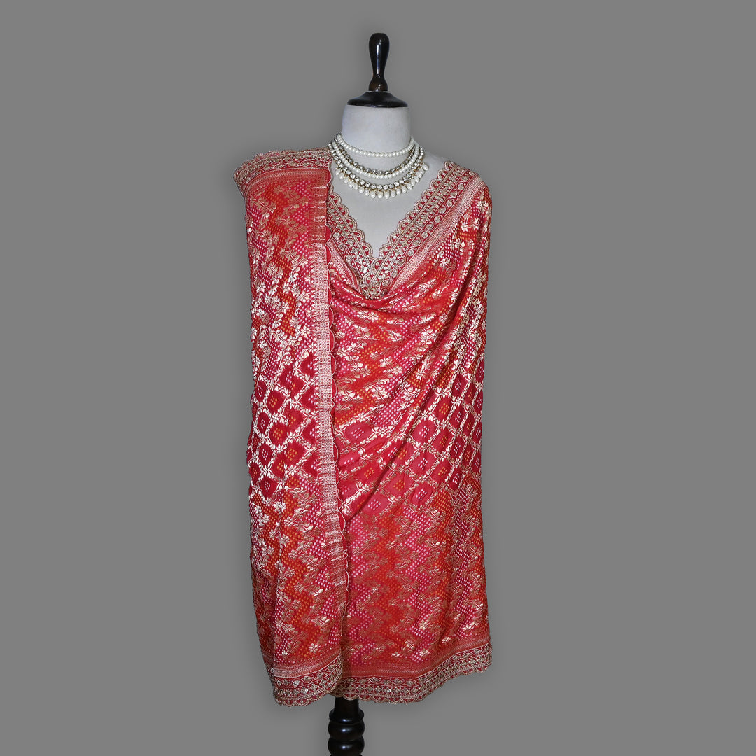 Premium Georgette Bandhani Zari Jacquard Dupatta – Designer Festive Ethnic Dupatta for Women-BF6181-6