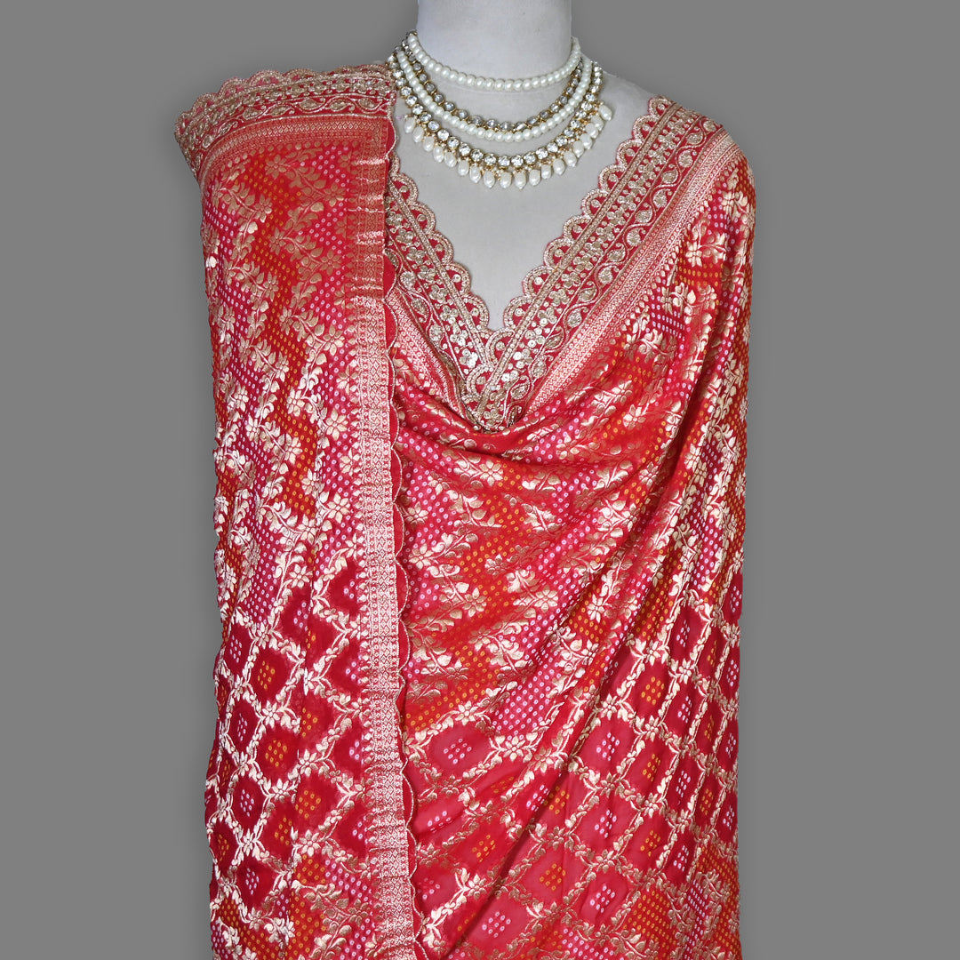 Premium Georgette Bandhani Zari Jacquard Dupatta – Designer Festive Ethnic Dupatta for Women-BF6181-6