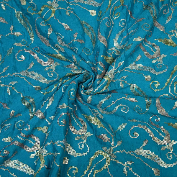 Chinon Chiffon Zari With Sequins Embroidery Fabrics