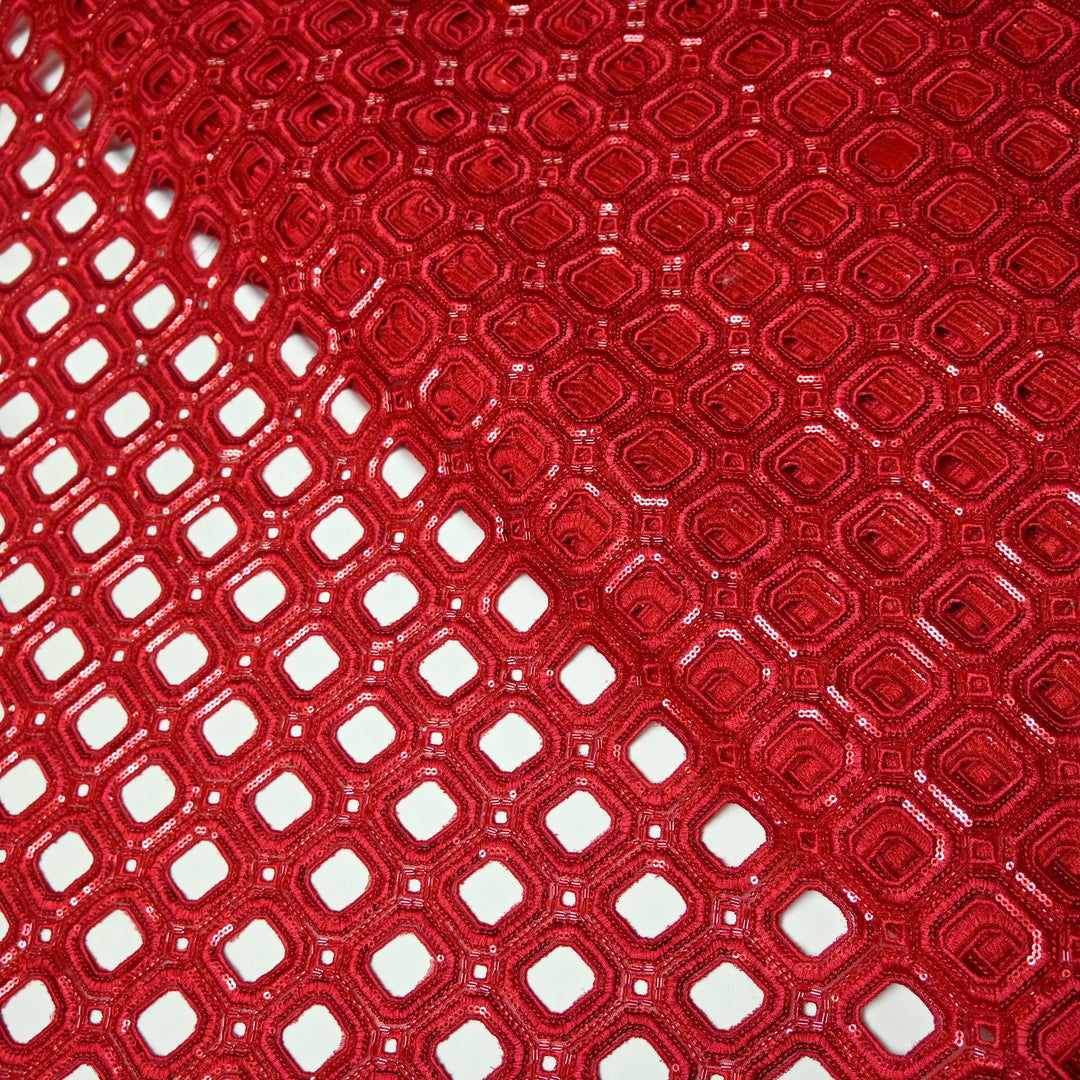 Net Cut Work With Cut Dana Sequins Embroidery Fabric