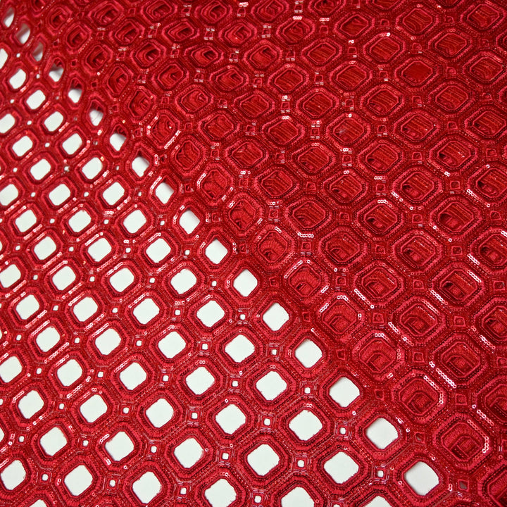 Net Cut Work With Cut Dana Sequins Embroidery Fabric