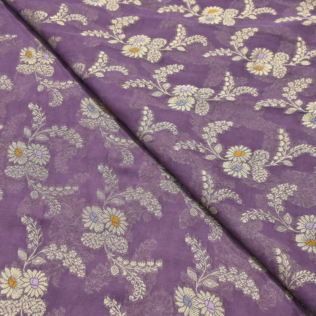 Premium Dyed Viscose Georgette Zari Jacquard Fabric - SIN360-A