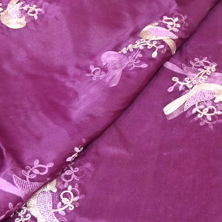 Silk Organza Zari & Moti Embroidery Fabric | Designer Fabric | PS2352-01