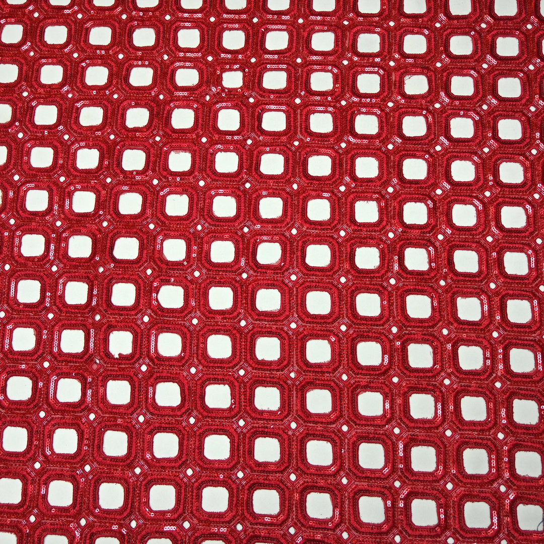 Net Cut Work With Cut Dana Sequins Embroidery Fabric