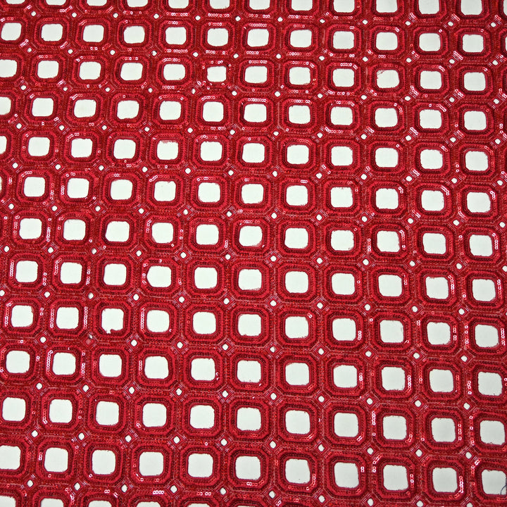 Net Cut Work With Cut Dana Sequins Embroidery Fabric