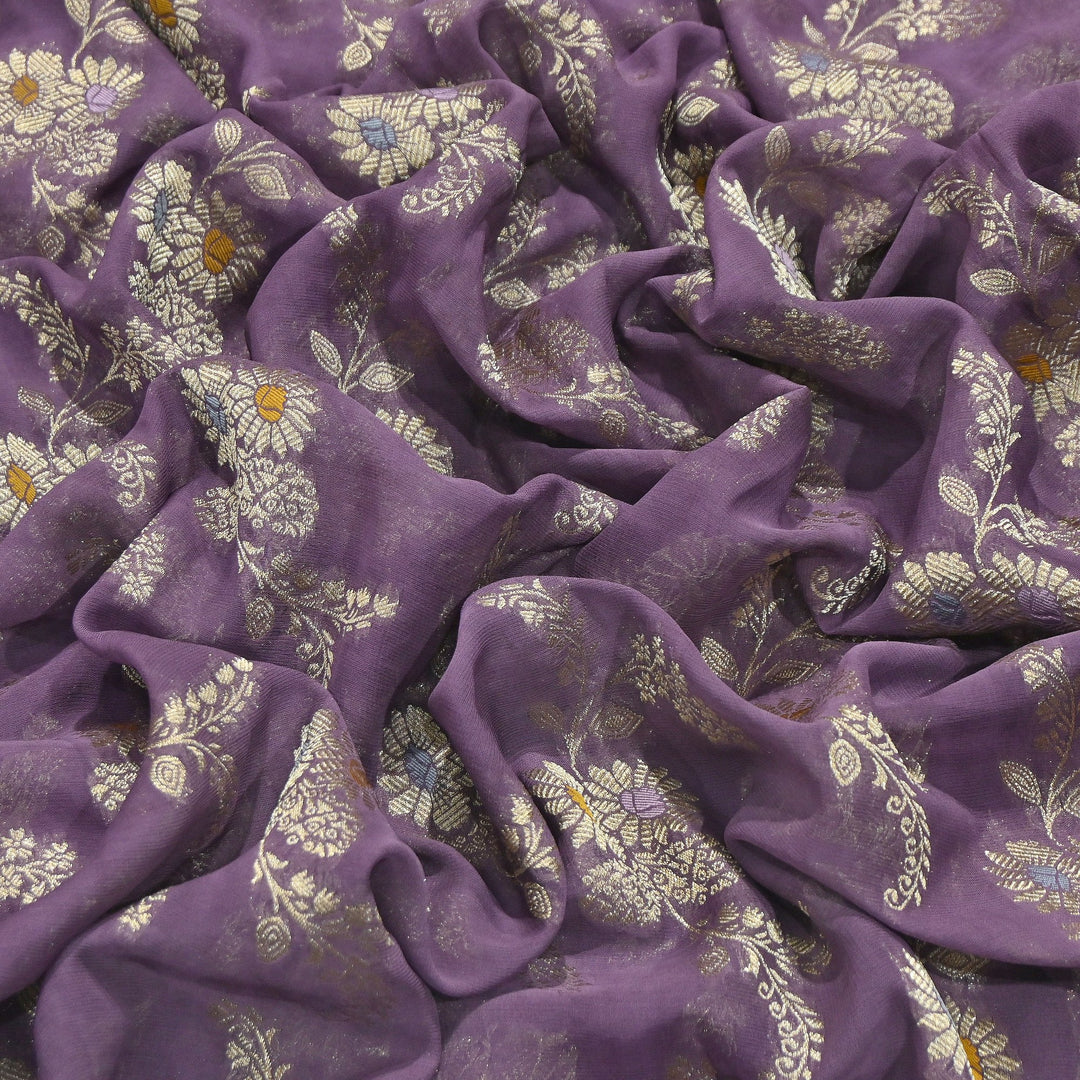 Premium Dyed Viscose Georgette Zari Jacquard Fabric - SIN360-A