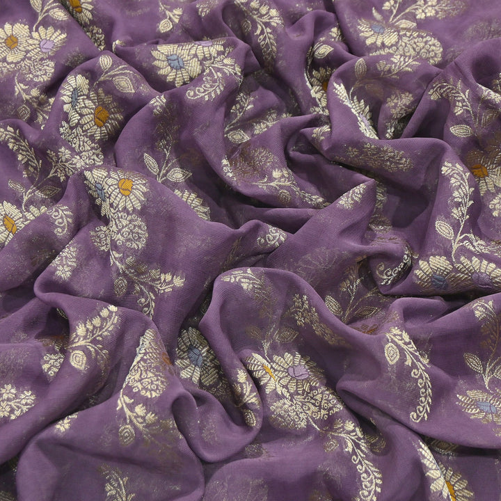 Premium Dyed Viscose Georgette Zari Jacquard Fabric - SIN360-A