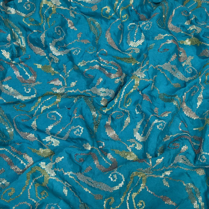 Chinon Chiffon Zari With Sequins Embroidery Fabrics