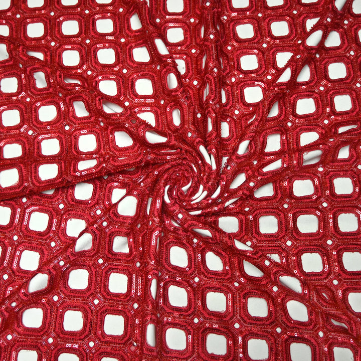 Net Cut Work With Cut Dana Sequins Embroidery Fabric