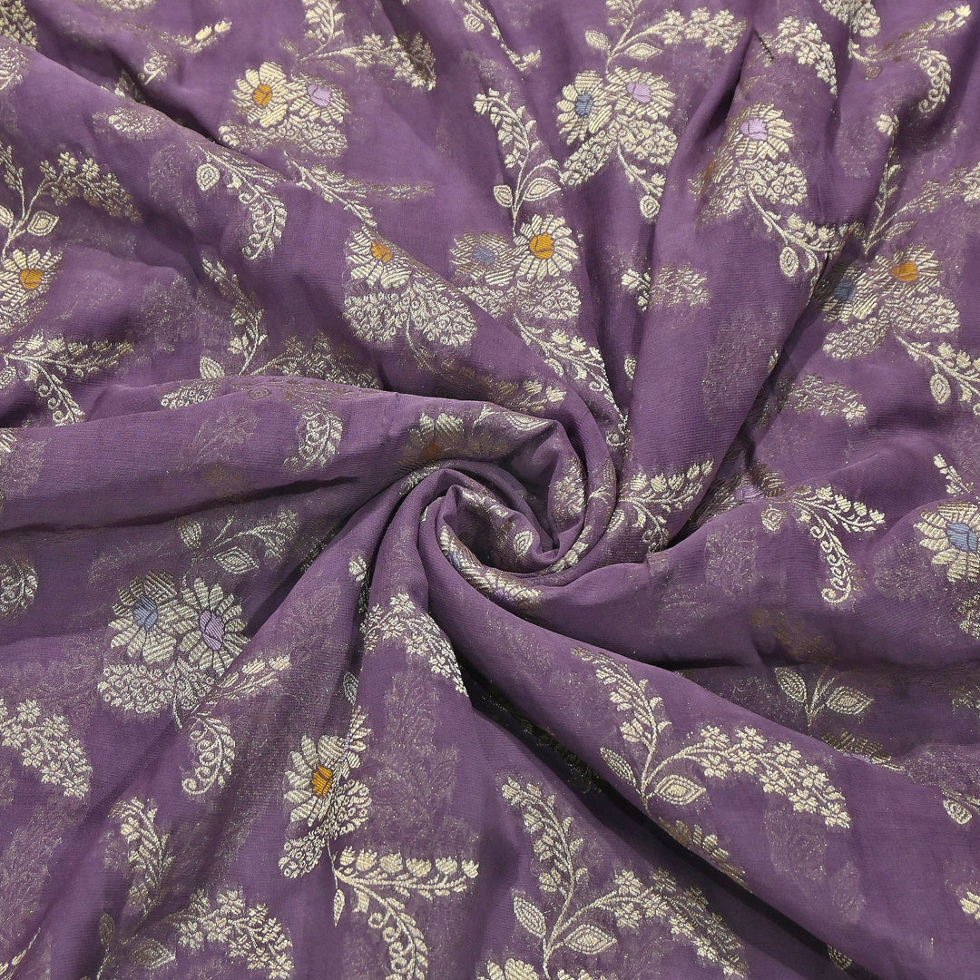 Premium Dyed Viscose Georgette Zari Jacquard Fabric - SIN360-A