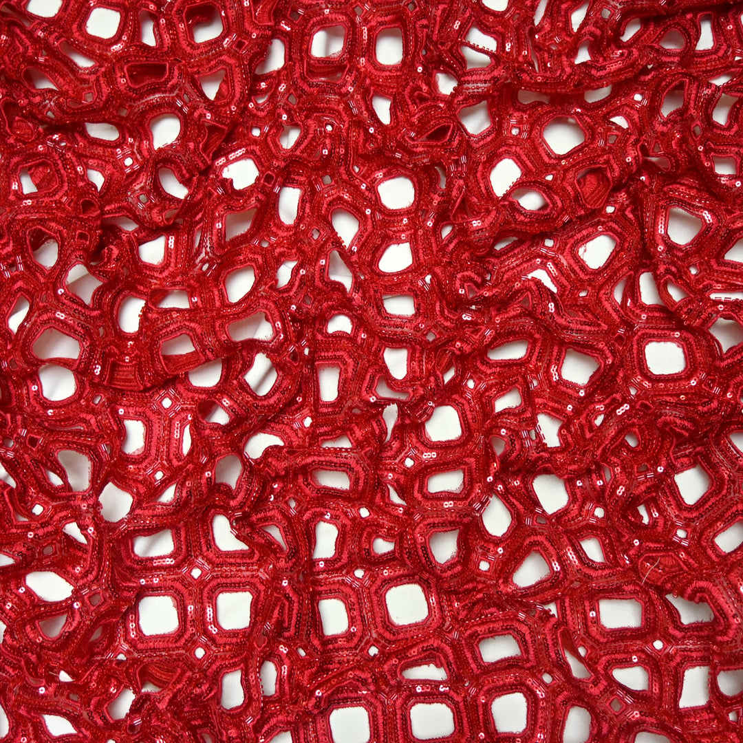 Net Cut Work With Cut Dana Sequins Embroidery Fabric