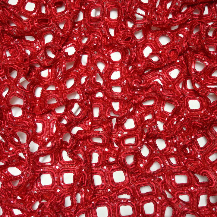 Net Cut Work With Cut Dana Sequins Embroidery Fabric