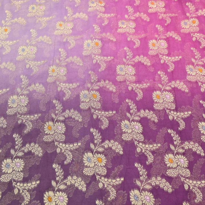 Premium  Dyed Viscose Georgette 4D Shade Zari Jacquard Fabric - 00004D-1