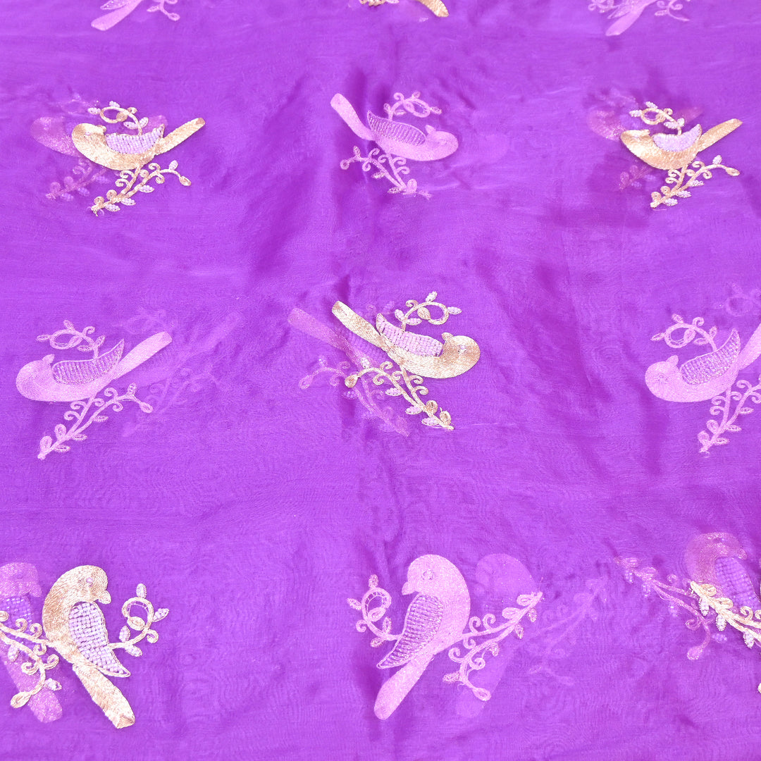 Silk Organza Zari & Moti Embroidery Fabric | Designer Fabric | PS2352-02