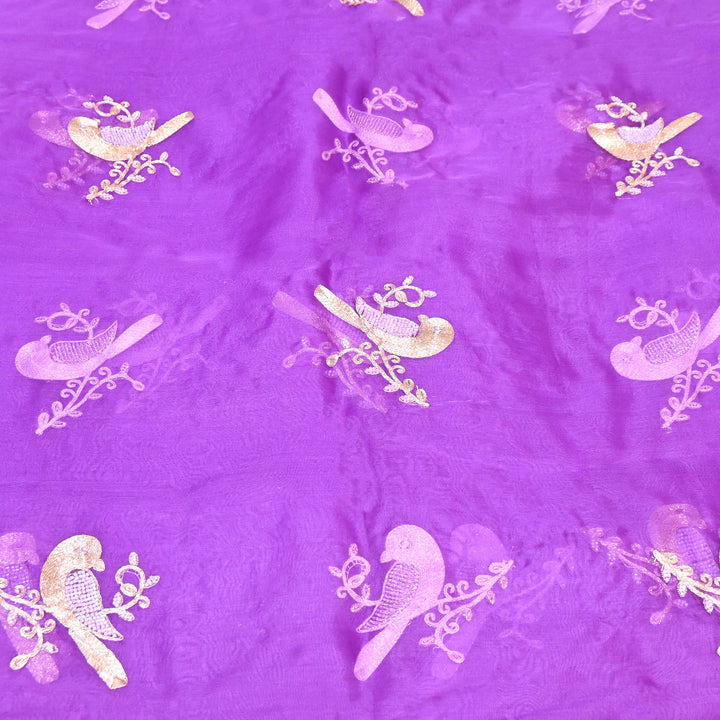 Silk Organza Zari & Moti Embroidery Fabric | Designer Fabric | PS2352-02