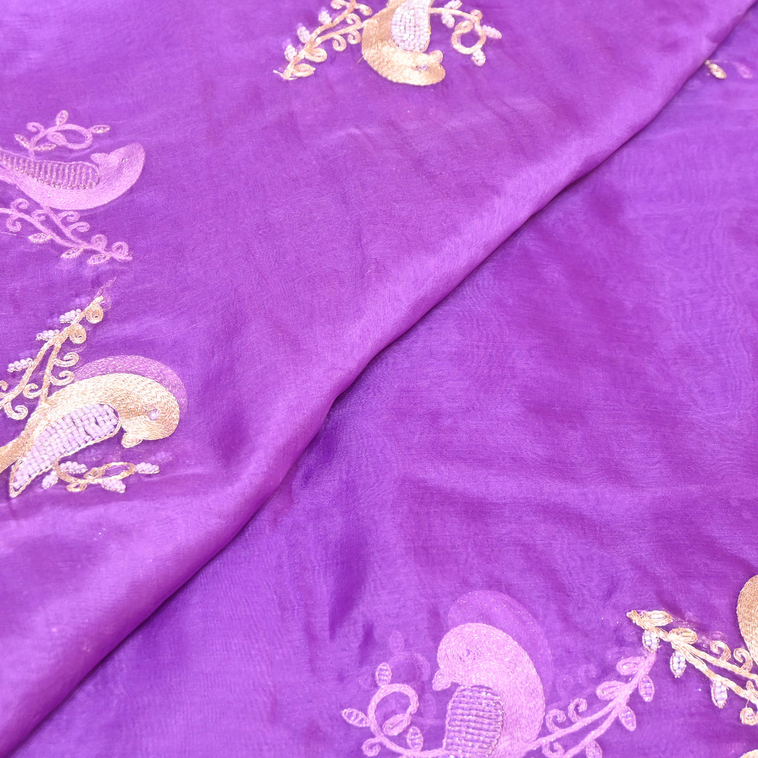 Silk Organza Zari & Moti Embroidery Fabric | Designer Fabric | PS2352-02