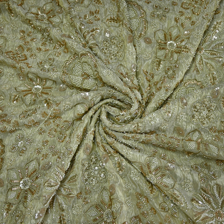 Dyeable Tissue Zari Moti Sequins Embroidery Fabric