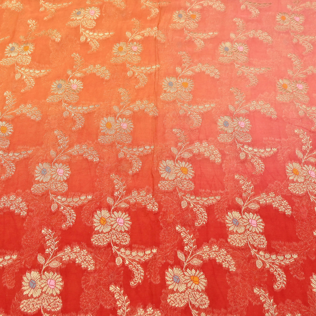 Premium  Dyed Viscose Georgette 4D Shade Zari Jacquard Fabric - 00004D-2