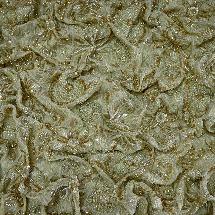 Dyeable Tissue Zari Moti Sequins Embroidery Fabric