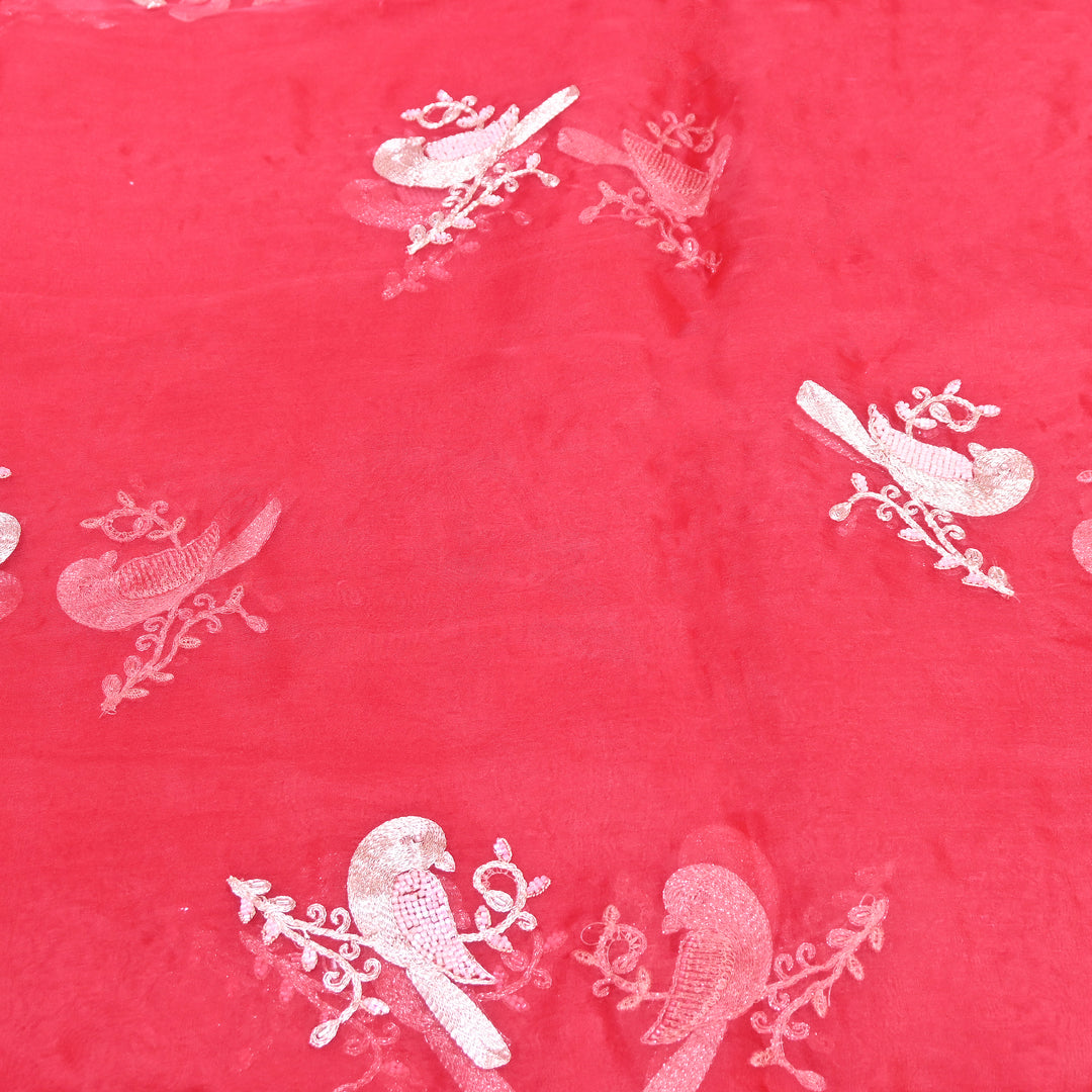 Silk Organza Zari & Moti Embroidery Fabric | Designer Fabric | PS2352-04