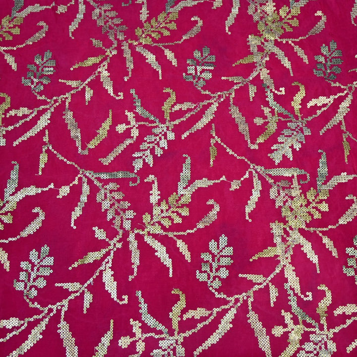 Chinon Chiffon Zari With Sequins Embroidery Fabrics