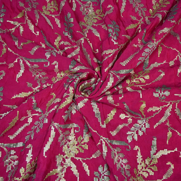 Chinon Chiffon Zari With Sequins Embroidery Fabrics