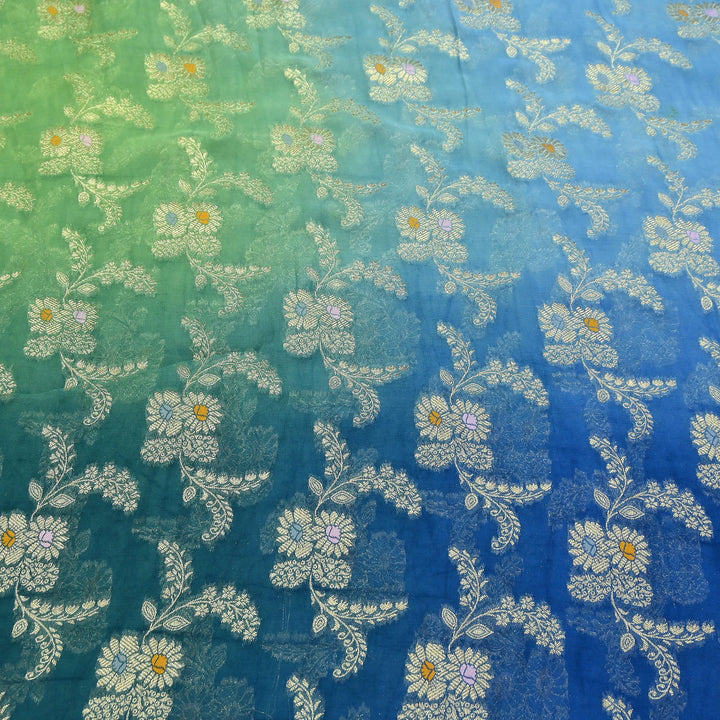 Premium  Dyed Viscose Georgette 4D Shade Zari Jacquard Fabric - 00004D-3