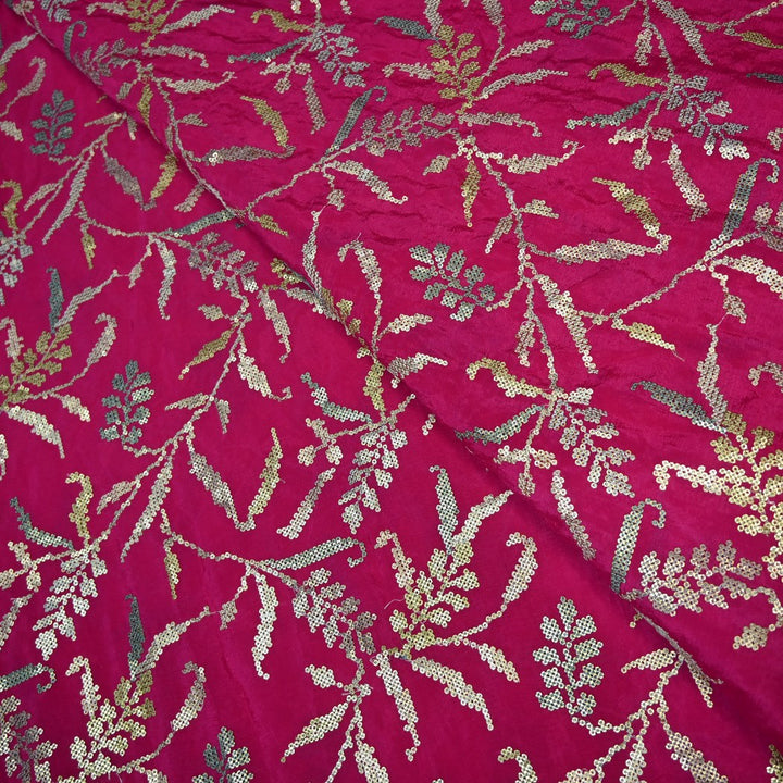 Chinon Chiffon Zari With Sequins Embroidery Fabrics
